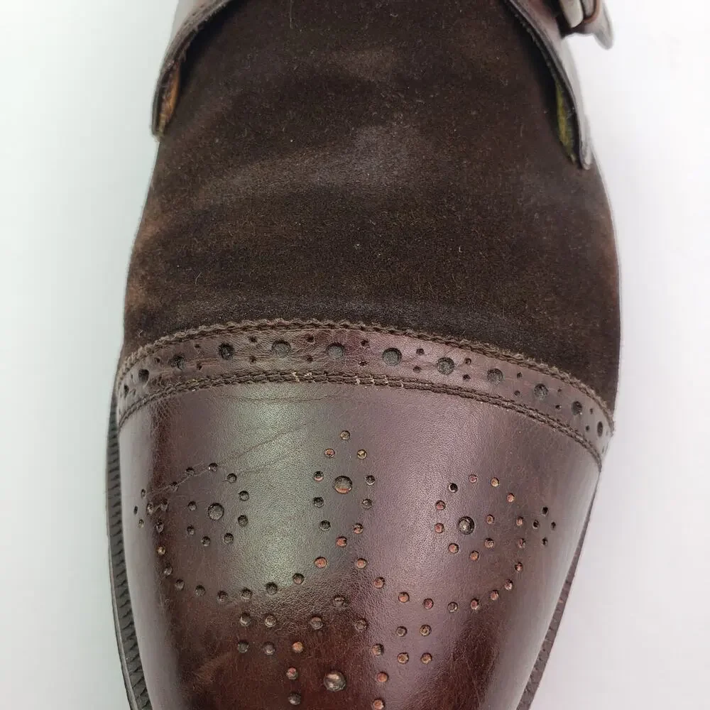 Cole Haan Mens Size 11 Brown Leather Monk Strap Cap Toe Formal Dress Shoes